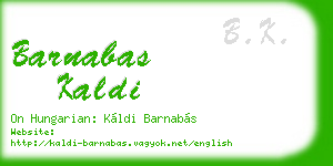 barnabas kaldi business card