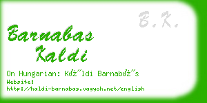 barnabas kaldi business card